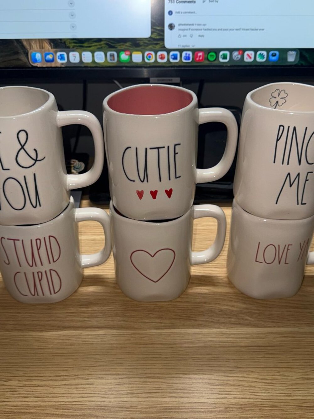 Rae Dunn Ceramic Mug Love & Romance Set - 6 Mugs - Used